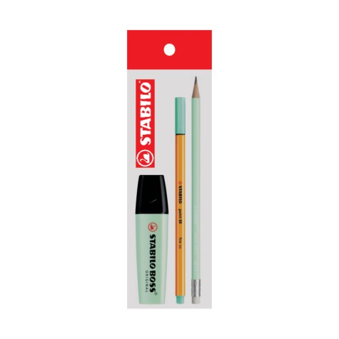 STABILO KIT PASTEL VERDE MENTA (LAPIZ+POINT 88+BOSS)